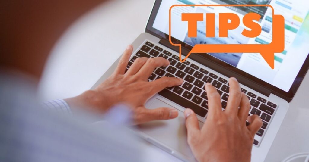 Laptop with  caption tips