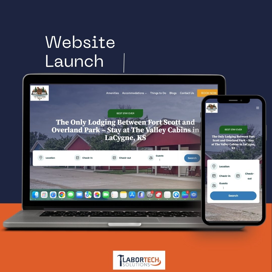 Website launch -by labortech -The valley cabins